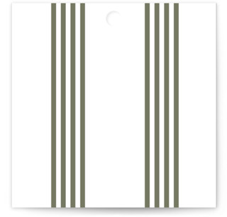 This is a moss wedding favor tags with standard by Megan Davis called boulevard printing on signature in tag