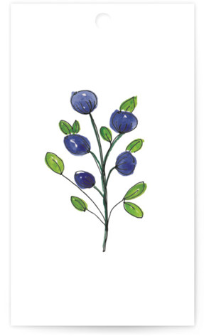 This is a cornflower wedding favor tags with standard by Mere Paper called blue bells printing on signature in tag