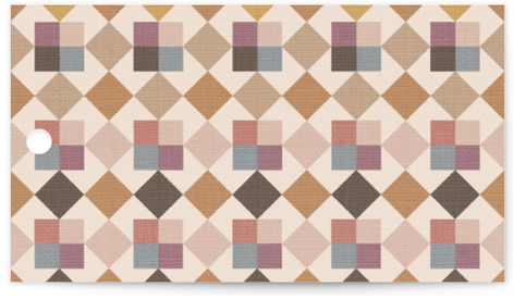 This is a autumn wedding favor tags with standard by Jessica Yeo called prairie patchwork quilt printing on signature in tag