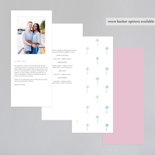 This is a ombre unique wedding programs with foil pressed by lulu and isabelle called sunset by the sea printing on signature in 4x9