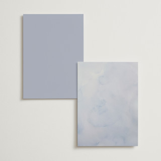 This is a dusty blue ceremony reception essentials with standard by Cass Loh called watercolor flowers crest printing on signature in 5x7