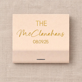 This is a beige matchbooks by Papel Custom Design called custom script name matchbook (set of 50) in standard
