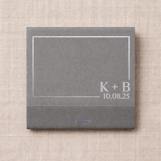 This is a gray matchbooks by Papel Custom Design called custom modern initials matchbook (set of 50) in standard