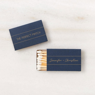This is a blue matchbooks by ForYourParty called line frame script names matchbox, set of 100 in standard