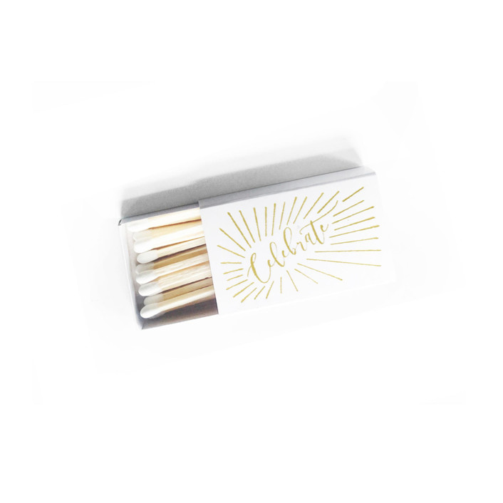 Celebrate Matchbox, Gold on White