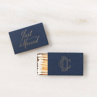 This is a blue matchbooks by ForYourParty called linked initials wedding matchbox, set of 100 in standard