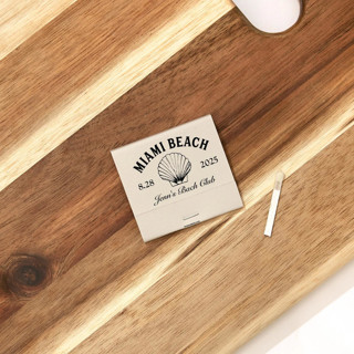 This is a beige matchbooks by ForYourParty called bachelorette beach party seashell matchbooks, set of 50 in standard