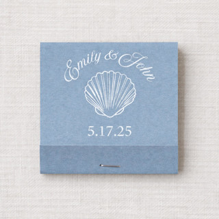 This is a blue matchbooks by Papel Custom Design called custom seashell matchbook (set of 50) in standard