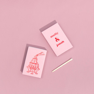 This is a pink matchbooks by ForYourParty called classic champagne tower matchbox, set of 100 in standard