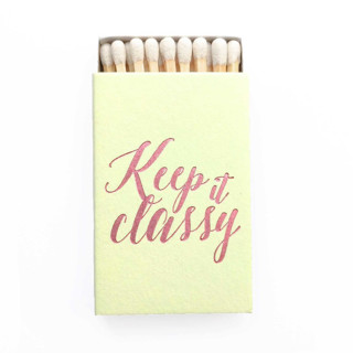 This is a green matchbooks by Tea and Becky called keep it classy matchbox in standard