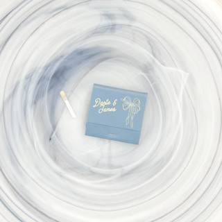 This is a blue matchbooks by ForYourParty called nuptial grace bow matchbooks, set of 100 in standard