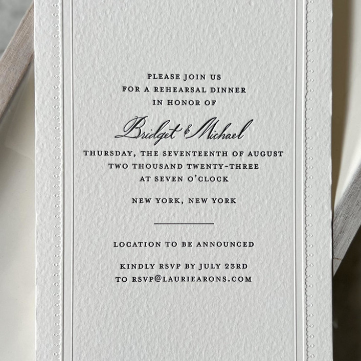 Custom Embossed Border Invitation Card | Set of 50