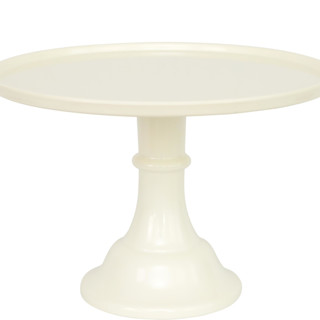 This is a yellow wedding decor by Joyeux Company called linen white melamine cake stand- large in standard