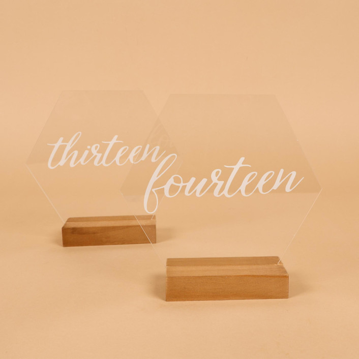 Acrylic Table Number | Set “11-15” | Hexagon