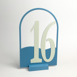 This is a clear table numbers by Corduroy Effect called arched wave table number in standard
