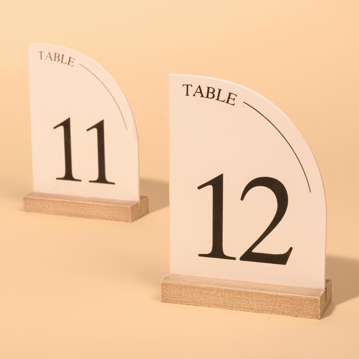 Curved Table Number | Set “11-20” | Pink
