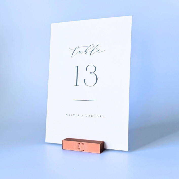 Personalized Copper Color Rectangle Table Number Holders, Set of 5