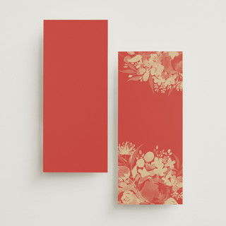 This is a cherry unique wedding programs with foil pressed by Shannon Chen of Four Wet Feet Studio called happiness printing on signature in 4x9