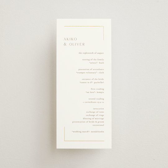 "The Gallery" - Foil-pressed Wedding Programs in Quartz by Kristie Kern.