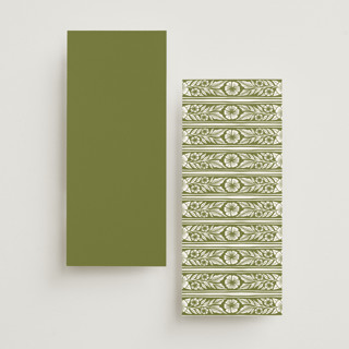 This is a avocado unique wedding programs with foil pressed by Katharine Watson called inlay frame printing on signature in 4x9