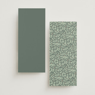 This is a sage unique wedding programs with foil pressed by GeekInk Design called nouveau frame printing on signature in 4x9