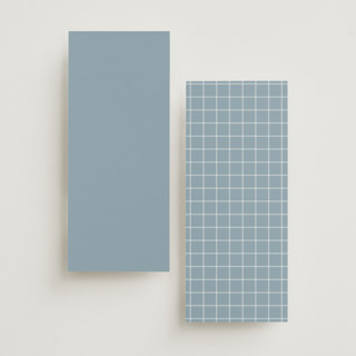 This is a dusty blue unique wedding programs with foil pressed by Stacey Meacham called elegant bevel printing on signature in 4x9