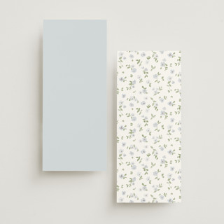 This is a blue bell unique wedding programs with foil pressed by Everett Paper Goods called portico printing on signature in 4x9