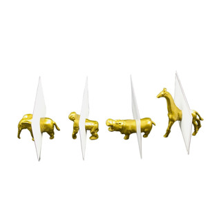 This is a gold place card holders by Nicole Goldmann called gold safari animal magnet place card holder & party favor (set of 40) in standard