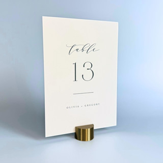 This is a gold place card holders by Corduroy Effect called brass color circle table number holder, set of 5 in standard