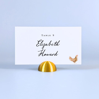 This is a gold place card holders by Corduroy Effect called gold color dome place card holders, set of 25 in standard