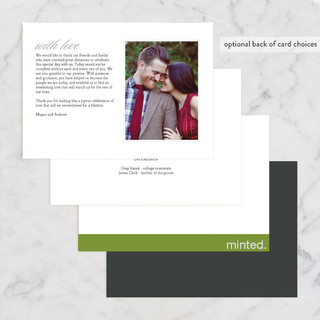 This is a charcoal unique wedding programs with standard by Minted Custom called 5"x7" landscape custom printing on signature in standard