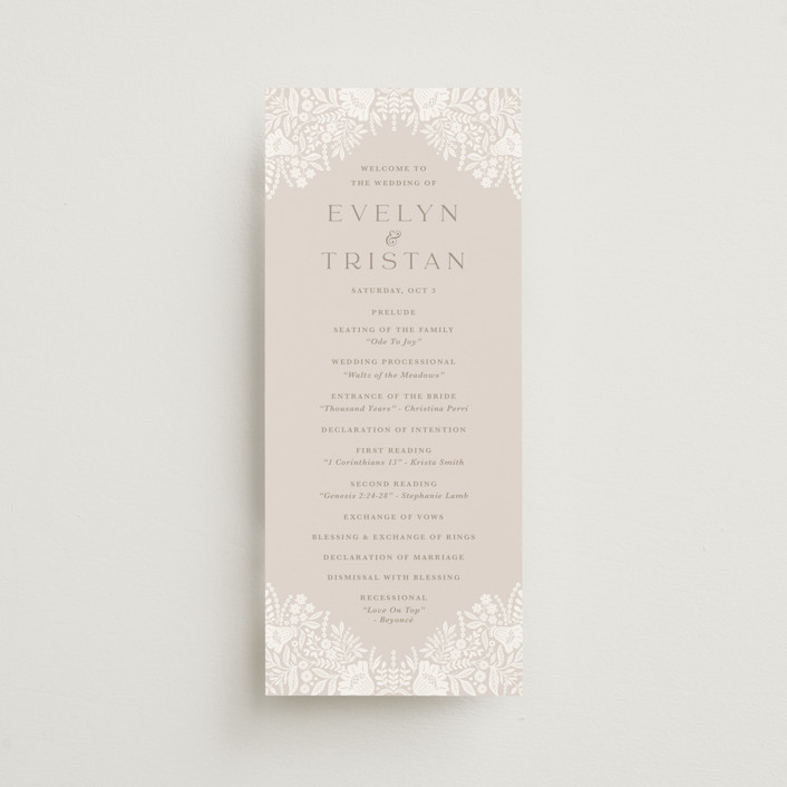 "Lace Trim" - Vintage Wedding Programs in Cream by Kristen Smith.