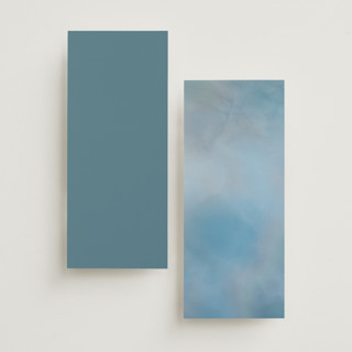 This is a delft blue unique wedding programs with standard by Ashley DeMeyere called porcelain printing on signature in 4x9