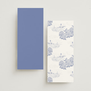 This is a periwinkle unique wedding programs with standard by Jenna Holcomb called coastal toile printing on signature in 4x9