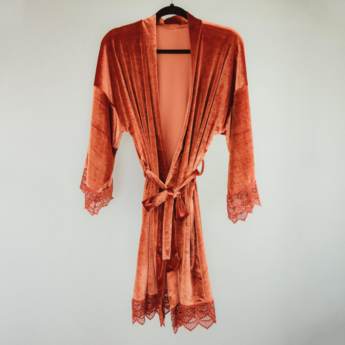 Rust Orange Velvet Robe