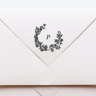 This is a multicolorassorted-colors wedding stationery by Tara Grangroth called vintage roses monogram stamp no. 1 in standard