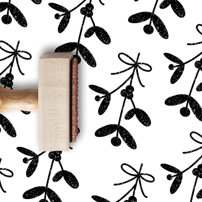 Mistletoe & Holly Rubber Stamp