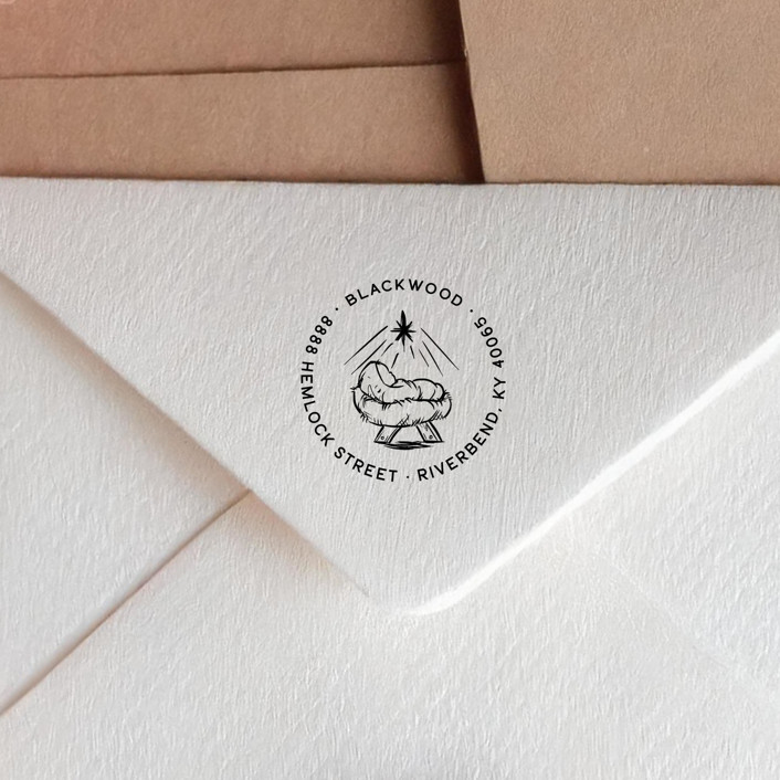 Nativity Scene Return Address Stamp for Holiday Cards | Self-Inking