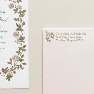 This is a green address labels by Tara Grangroth called self-ink vintage roses address stamp | pebble beach ink color in standard