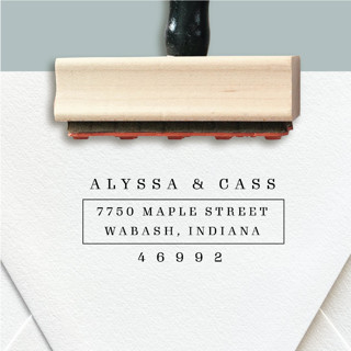 This is a black address labels by The Homebody Society called custom mid century modern return address stamp | simple and classic in standard
