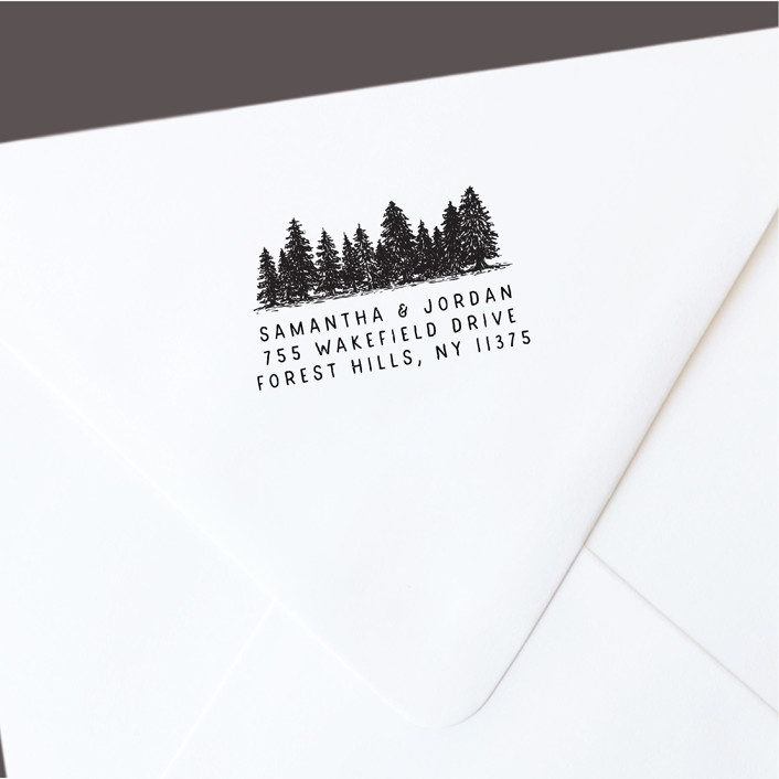Custom Return Address Stamp | Tree Line Design | Forest Wedding | Self-Inking