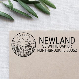 This is a black address labels by Casey Harp called custom illinois address stamp | self-inking | black ink in standard