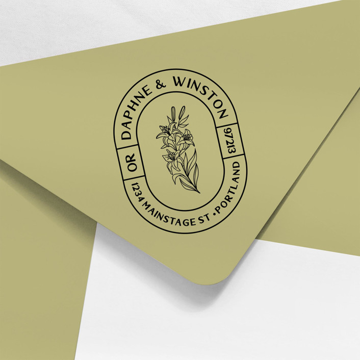 Art Deco Lily Address Stamp