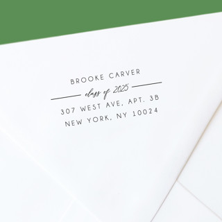 This is a black address labels by The Homebody Society called custom modern self-inking return address stamp | "class of" graduation stamp with year in standard