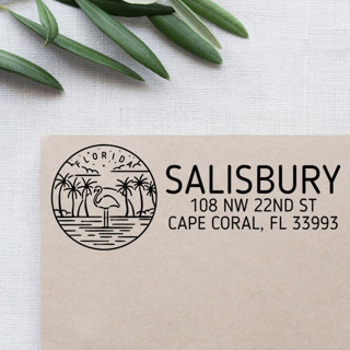This is a black address labels by Casey Harp called custom florida address stamp | self-inking | black ink in standard