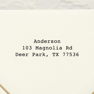 This is a black address labels by Samantha Malvey called simple family address stamp | self inking return address stamp in standard