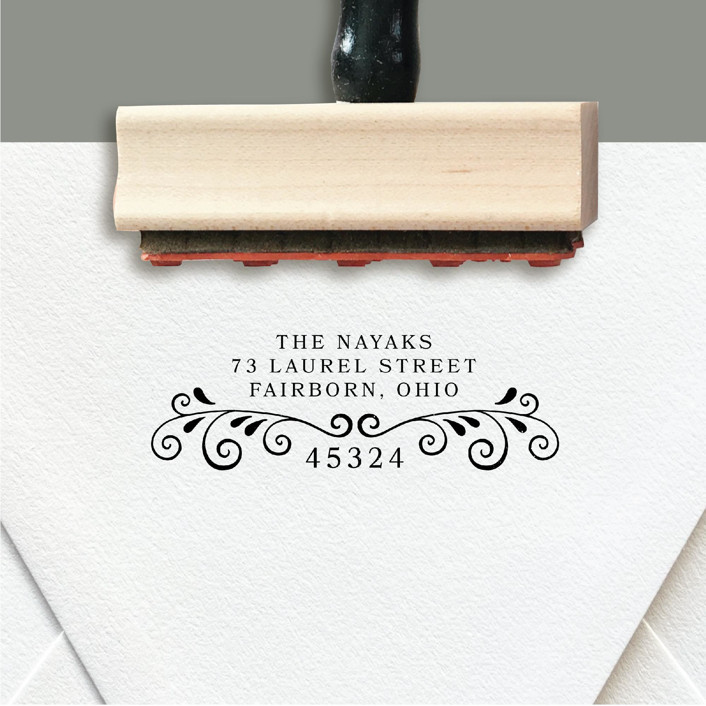 Custom Return Address Stamp | Decorative Scroll Design