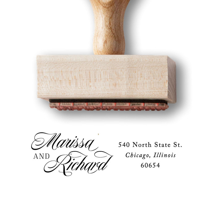 Traditional Script Personalized Address Stamp | Custom  Wooden Rubber Stamp