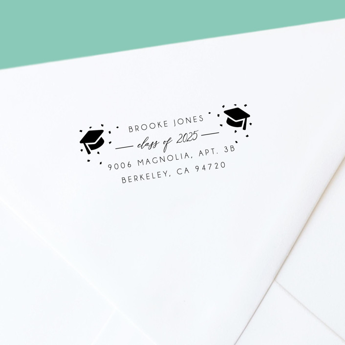 Custom Graduation Announcment Self-Inking Return Address Stamp | Confetti Stamp