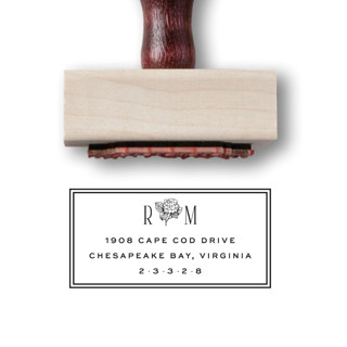 This is a multicolorassorted-colors address labels by Alyssa Cook called hydrangea address stamp | floral wooden rubber stamp in standard